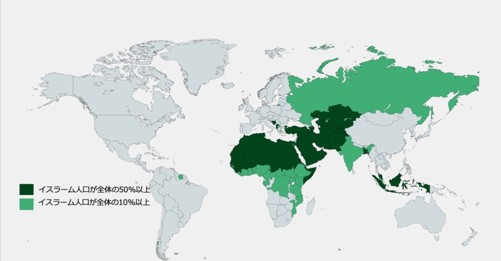 イスラーム教徒人口分布図